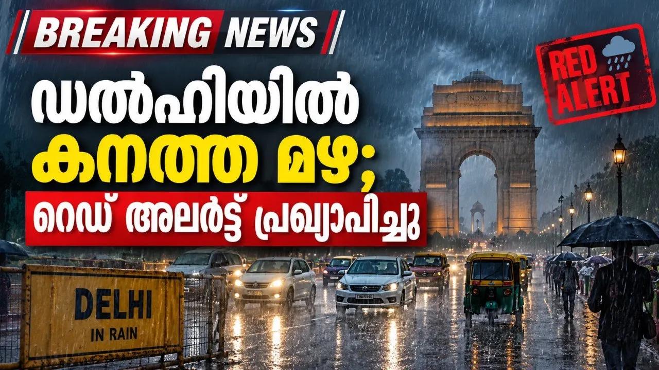 ഡൽഹിയിൽ കനത്ത മഴ; റെഡ് അലർട്ട് പ്രഖ്യാപിച്ചു