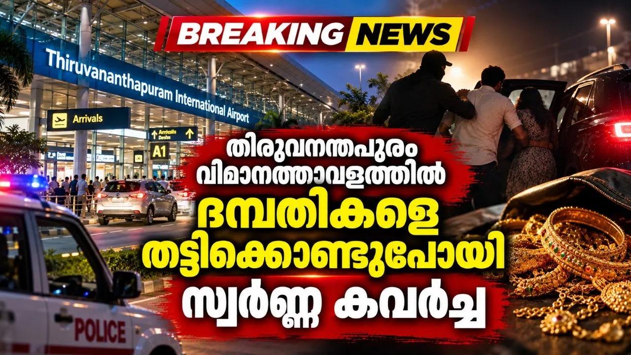 തിരുവനന്തപുരം വിമാനത്താവളത്തില്‍ ദമ്പതികളെ തട്ടിക്കൊണ്ടു പോയി സ്വർണ്ണ കവര്‍ച്ച