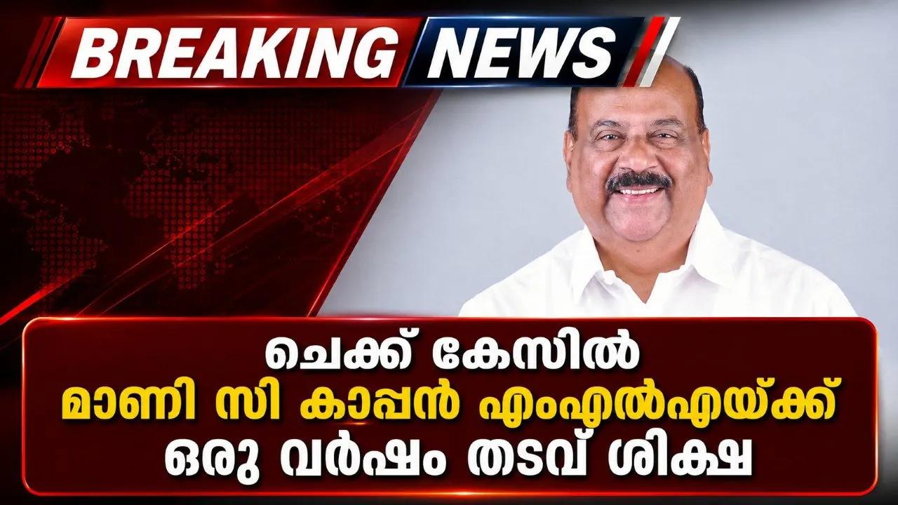 ചെക്ക് കേസില്‍ മാണി സി കാപ്പൻ എംഎൽഎയ്ക്ക്  ഒരു വര്‍ഷം തടവ് ശിക്ഷ