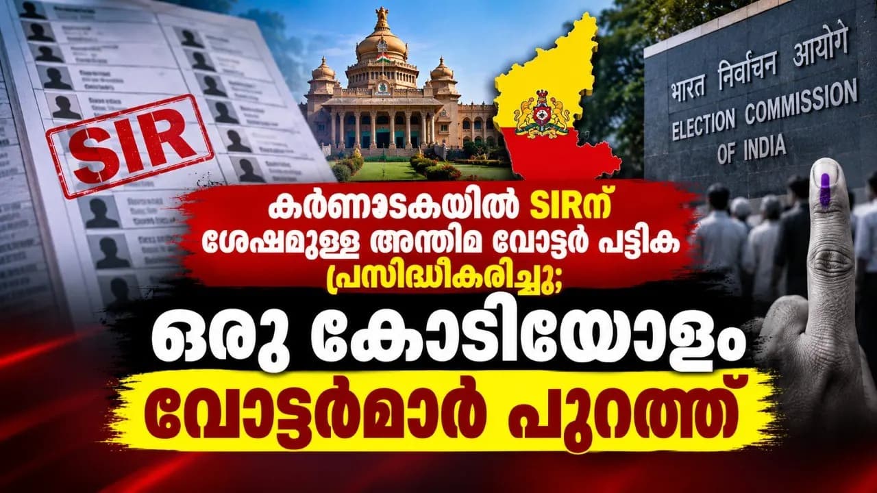 കർണാടകയിൽ SIRന് ശേഷമുള്ള അന്തിമ വോട്ടർ പട്ടിക പ്രസദ്ധീകരിച്ചു; ഒരു കോടിയോളം വോട്ടർമാർ പുറത്ത്