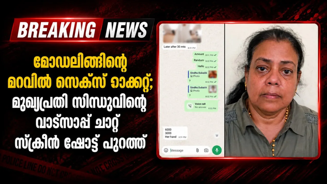 മോഡലിങ്ങിൻ്റെ മറവിൽ സെക്സ്റാക്കറ്റ്; മുഖ്യപ്രതി സിന്ധുവിന്റെ വാട്സാപ്പ് ചാറ്റ് സ്ക്രീൻ ഷോട്ട് പുറത്ത്