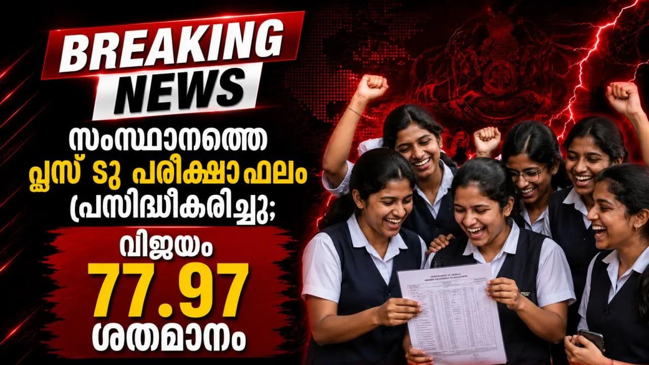സംസ്ഥാനത്തെ പ്ലസ് ടു പരീക്ഷാ ഫലം പ്രസിദ്ധീകരിച്ചു; വിജയം 77.97 ശതമാനം